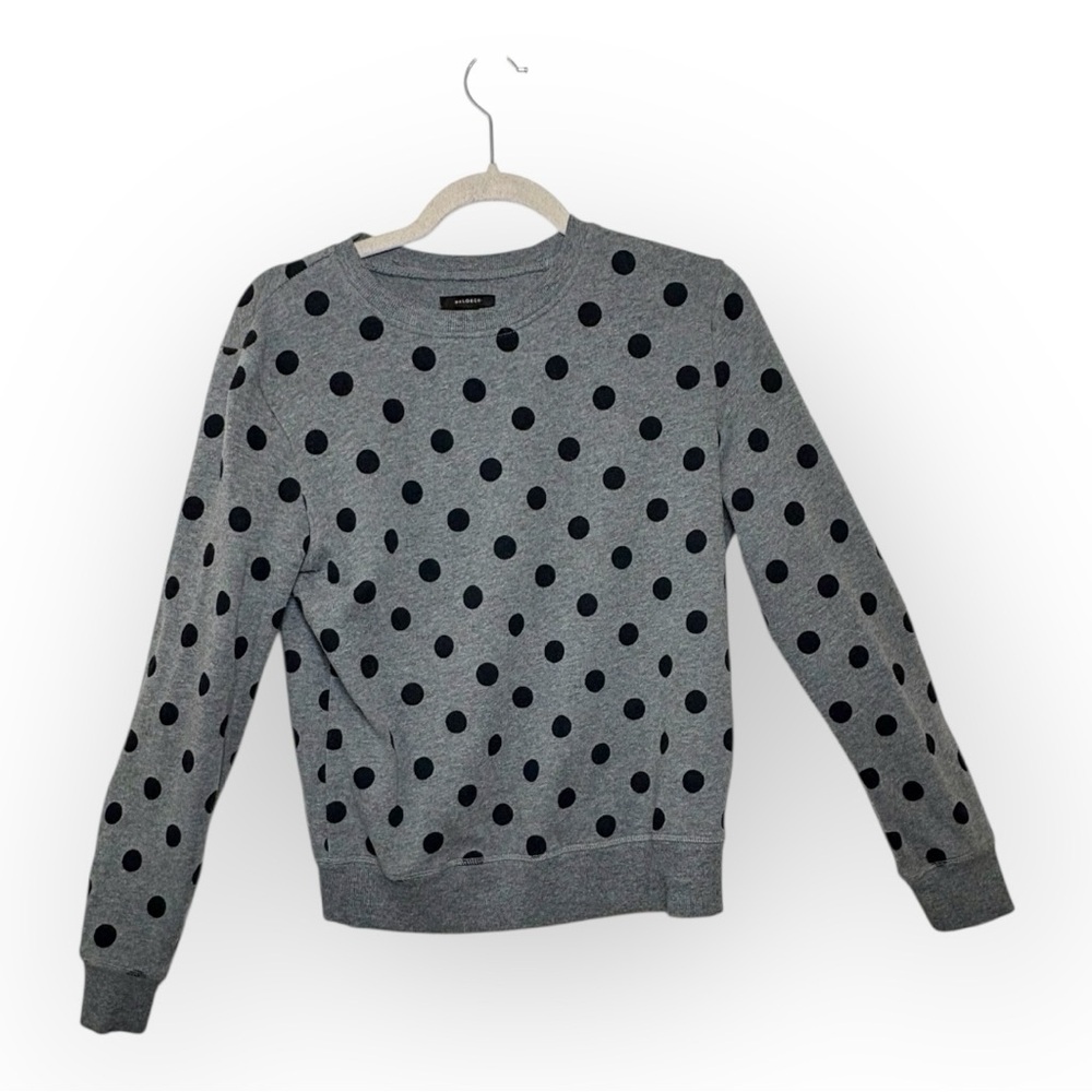 Halogen Gray Polka Dot Sweatshirt Cozy Soft Girl Classic Crewneck Small